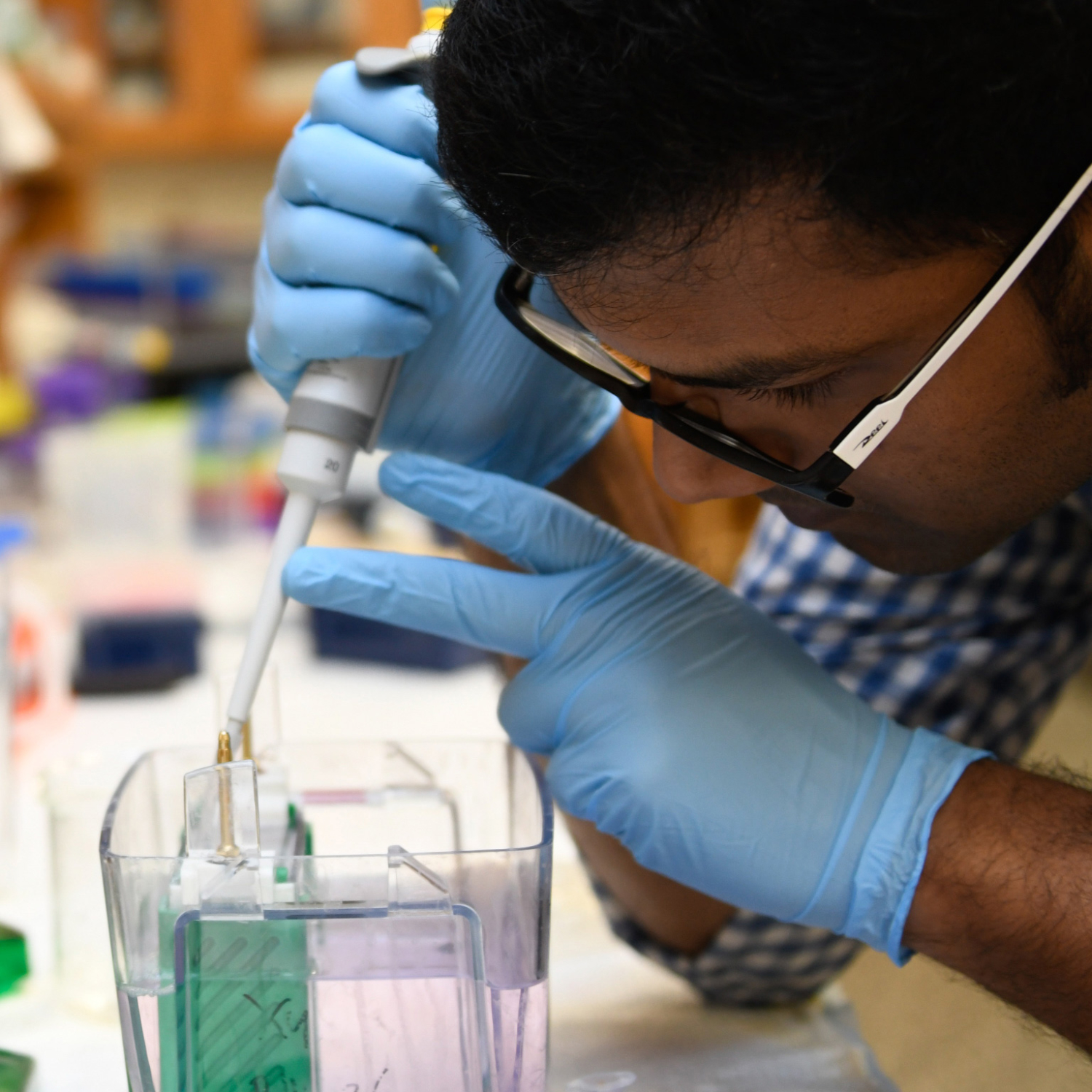 Biochemist working in a lab