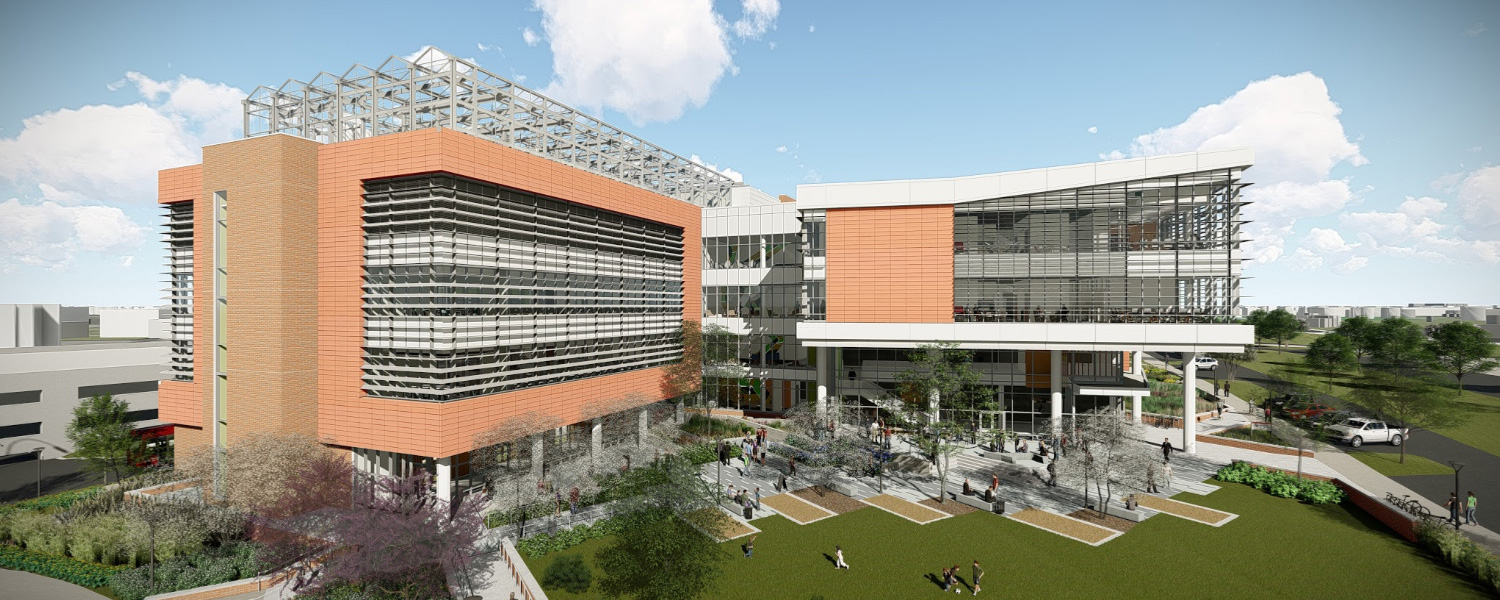 Rendering of Plant Sciences Building courtyard